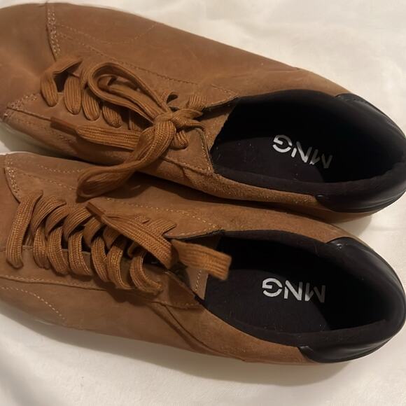 Mango Lace-Up Leather Suede Sneakers Sand size 10.5 - Picture 6 of 8